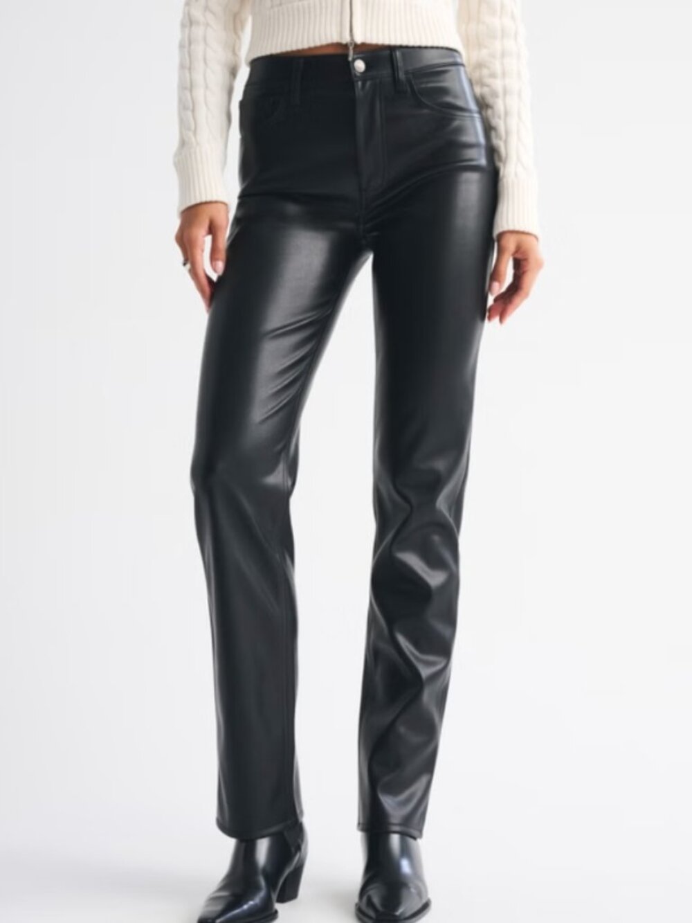 Abercrombie High Rise 90s Straight Vegan Leather Pant